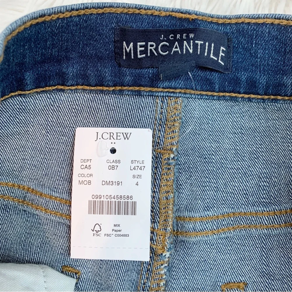 J‎ Crew Raw edge floral embroidered denim a-line mini skirt in blue
